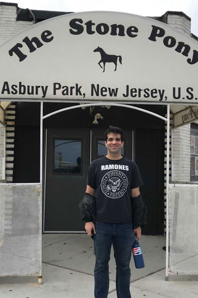 Joe Crawford in front of The Stone Pony music venue