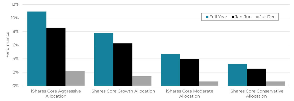 Chart of 2024 performance for diversified portfolios